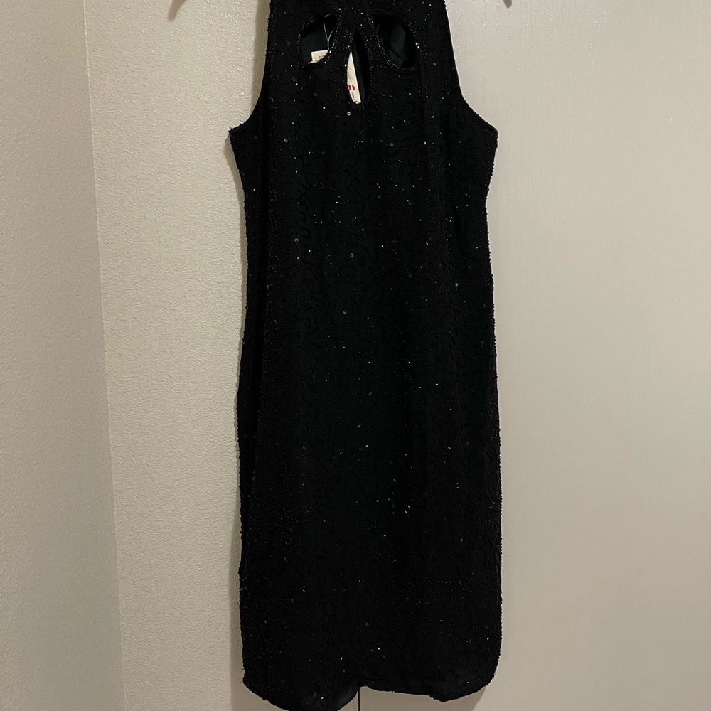 Black Sleeveless beaded Midi Dress NWT size L